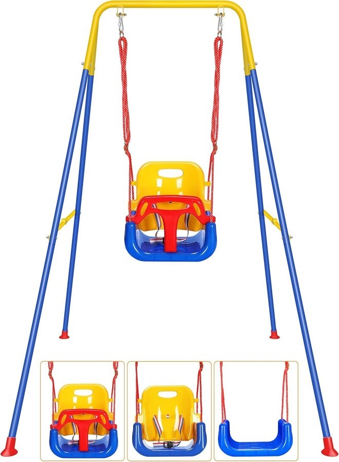 LEVGRY 3-in-1 Baby Toddler Swing with 4 Sandbags, Toddler Swing for Outdoor/Indoor Backyard Play, Kids Swing Set with a Foldable Metal Stand, Easy to Assemble & Store - Image 1
